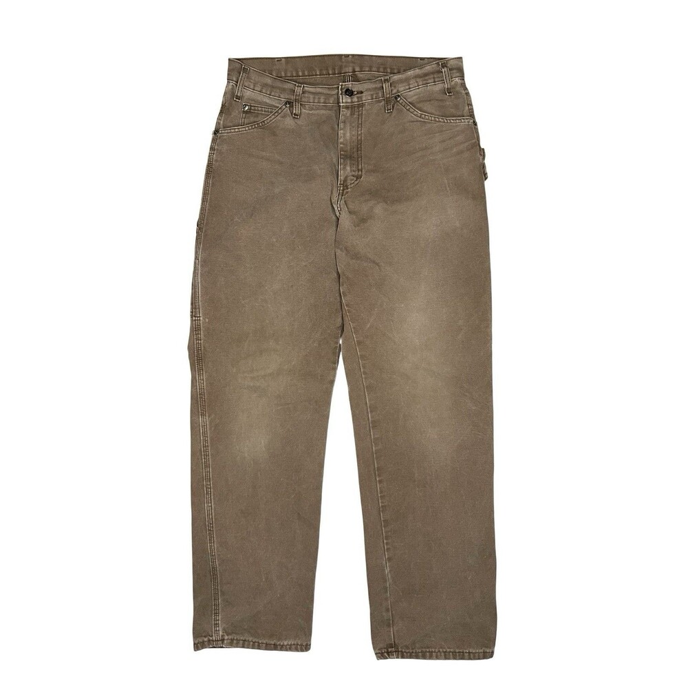 Dickies Men’s Brown Canvas Cotton Carpenter Pants Straight Leg 32W Pockets